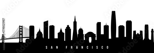 Vector silhouette illustration of San Francisco City urban skyline. Modern minimalist cityscape graphic, perfect for travel, banners or backgrounds.