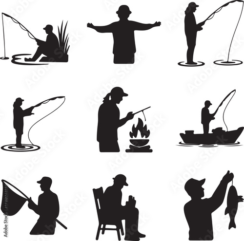 Fishing Silhouettes and Activities illustration 1511257