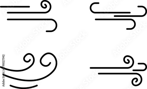Wind Breeze Swirl Symbol Set