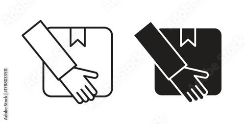 Hand holding box icon