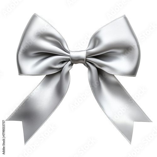 Decorative Silver Bow Tied With Ribbon for Gifts and Special Events