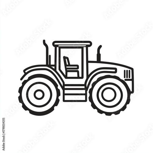 Tractor Side View Icon – Organic Farming, Agriculture Production, Eco-Friendly Sustainable Vector