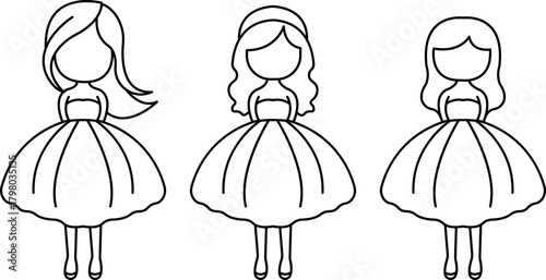 Cute Dress Girl Character Set