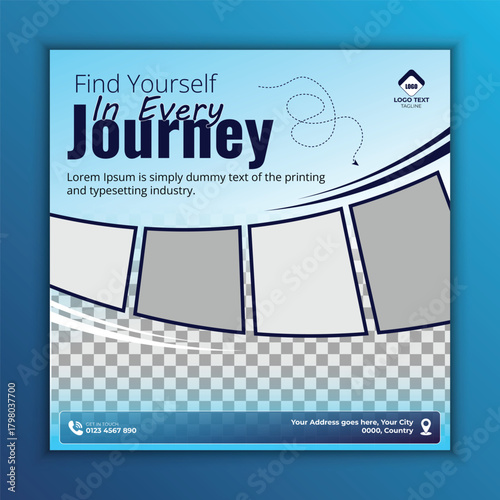 Travel promotion ad template for inspiring journeys and motivating travel adventures