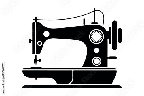 Sewing machine silhouette black and white icon