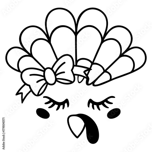 Turkey face with bow and eyelashes