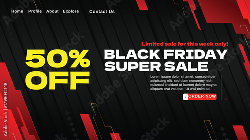 black friday landing page design vector illustration