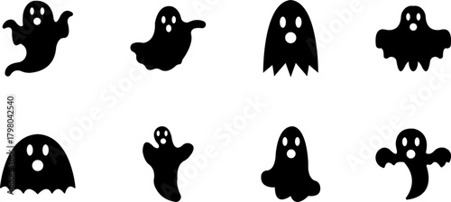 Cute Spooky Ghost Character Set