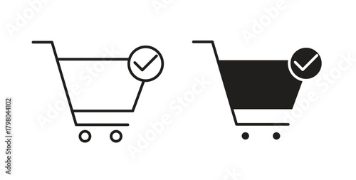 Shopping cart check icons for use web design,logo.Symbol illustration.