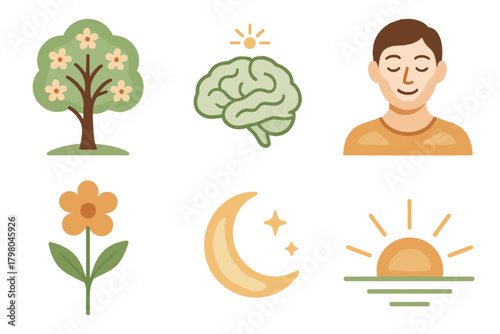 Smiling peacefully text person awareness spark smooth no icon growth vector art