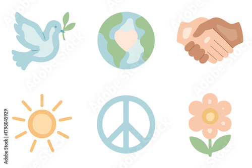 Design smooth icon text symbol olive unity hands peace globe icons vector
