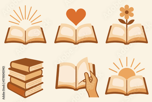 Books vector page from flower inspiration smooth icon stack light white turning