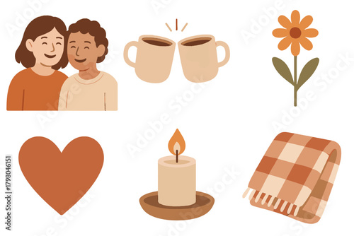 Warm icon friendship flower text two white vector soft moments clinking smiling