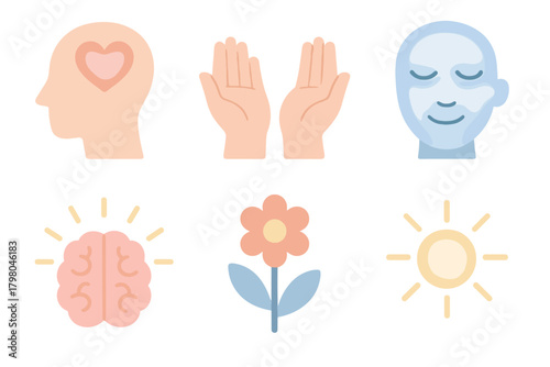 Light background illustrations icon highlights empathy heart vector human pastel flower white
