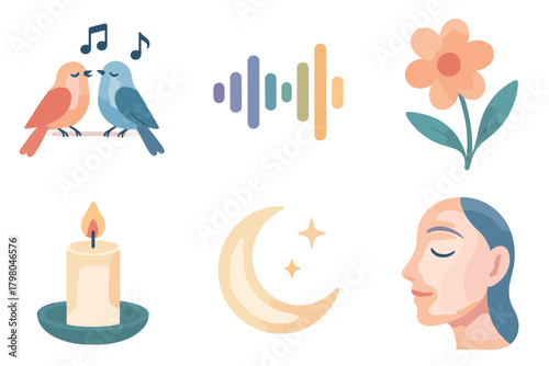Gentle smooth moon soundwave icon soothing grid background no birds vector inspiration