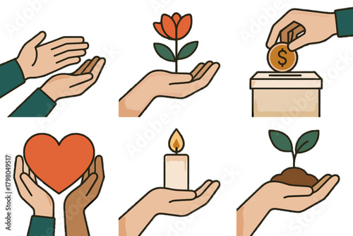 Background giving vector plant humanitarian no design candle simple icon generosity symbols