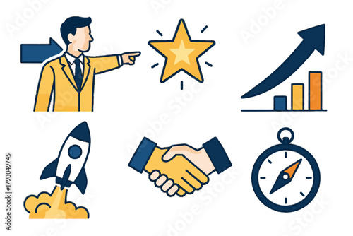 Star glowing clean inspiring arrow launch vector icon visionary symbols no leadership