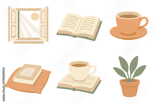 No reading peaceful soft vector icon serene text sunlight moments window background