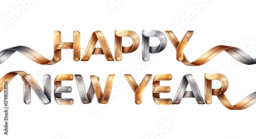 Festive happy new year typographic design with elegant lettering and celebratory elements perfect for seasonal greetings and decorations