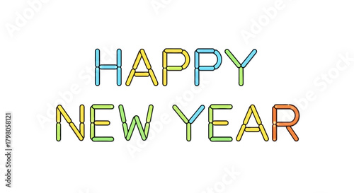 Festive happy new year greeting with elegant typography and celebratory elements perfect for seasonal designs