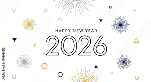 Festive happy new year greeting with elegant typography and celebratory elements
