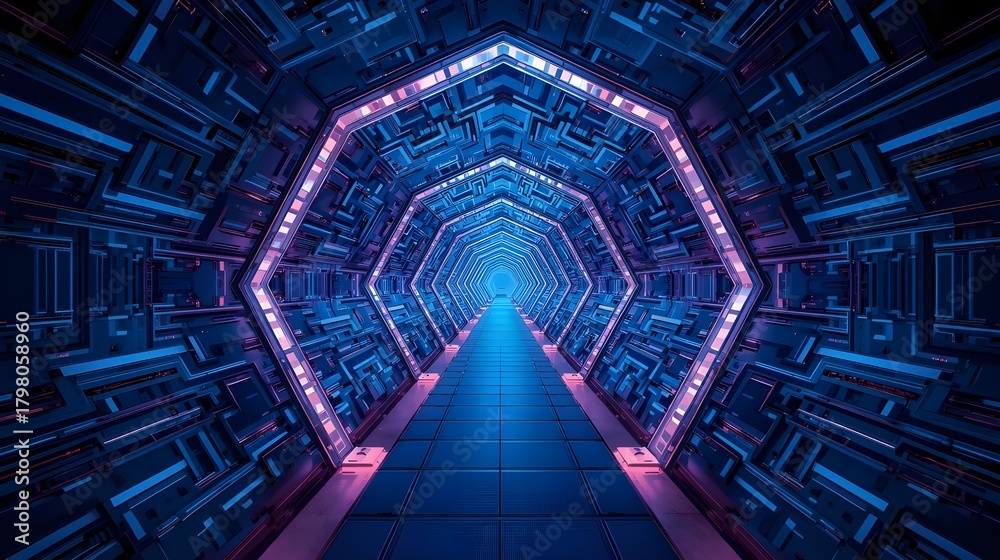 Fototapeta premium Glowing Geometric Tunnel