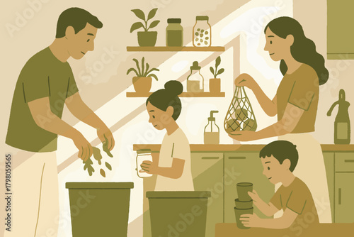 Recycle kitchen icon compost highlighting text vector handmade no reusable friendly white