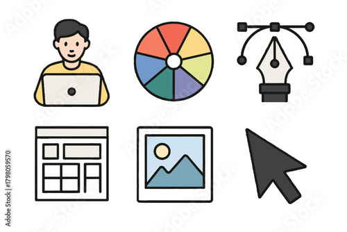 Design designer icon background process composition pen clean vector no tool graphic