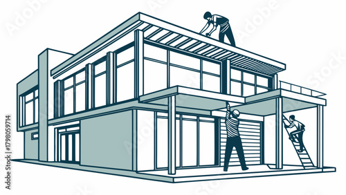 3d render of a modern building