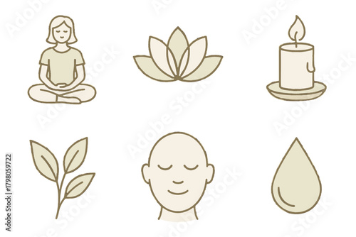 Background calm candle meditating no mindfulness icon minimal vector grid tranquil illustrations
