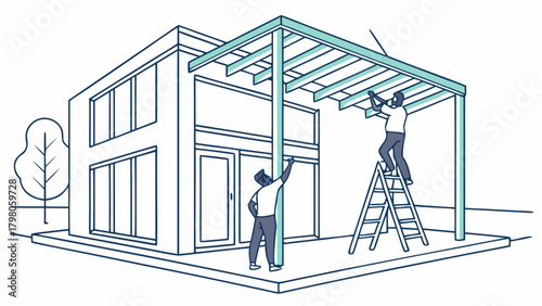 illustration of a man standing on the roof