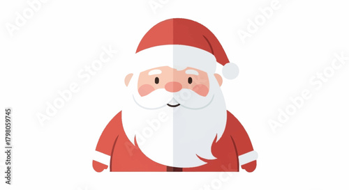 Illustration of Santa Claus wearing his traditional red suit and hat, with a white beard and rosy cheeks