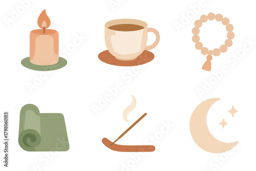 Mat no palette background peaceful icon white mindfulness prayer art candle vector