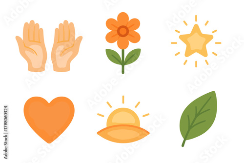Icon bloom vector joy heart smooth gratitude open grid star hands palette