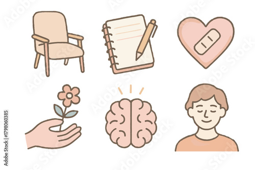 Smiling healing no brain icon hand background tones grid vector bandage symbols