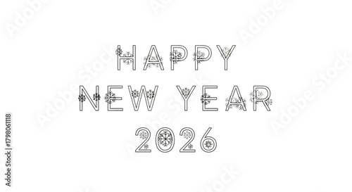 Festive happy new year typographic design with sparkling elements and celebratory text for holiday greetings