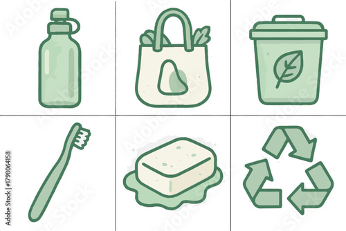 Text zero no icon soap pastel white reusable recycling waste bag essentials