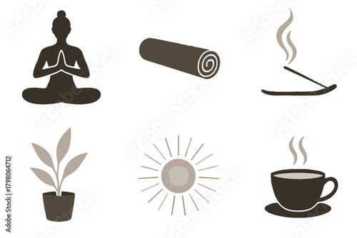 Sunlight background icon no elements silhouette aesthetic plant yoga vector rolled serene