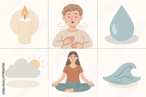 Stress calm no yoga vector drop cloud tones icon clearing relief background