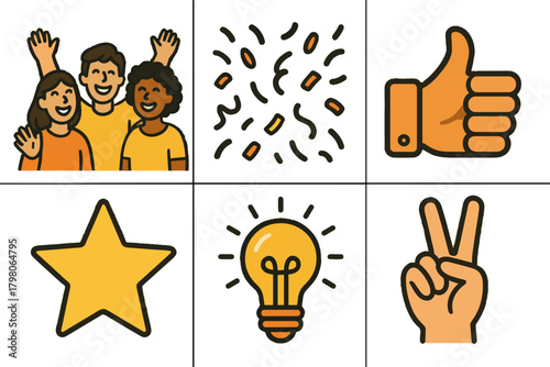 Background up vector star group thumbs joyful text icons white no icon