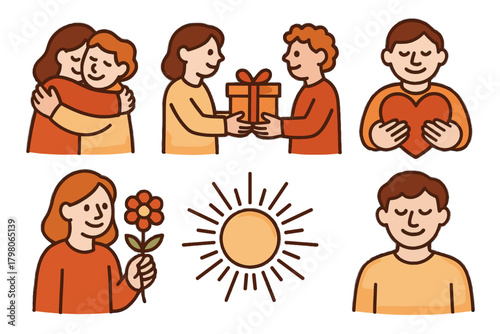 Light no grid warm palette icon vector white acts holding kindness rays