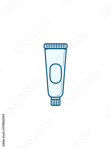 Toothpaste tube minimalistic linear icon for web and graphic design, apps, banners, social media, dental hygiene concept, vector cartoon illustration transparent background