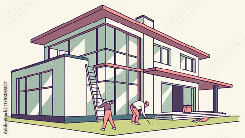 family in front of house