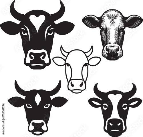 
That's a great set of cow head illustrations! Here is a title and a comprehensive list of keywords for your Adobe Stock submission:

🖼️ Adobe Stock Image Title
Cow Heads Collection: Detailed Engravi
