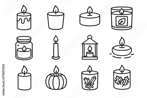 Jar icons icon autumn leaves votive scented lantern vector pillar candle