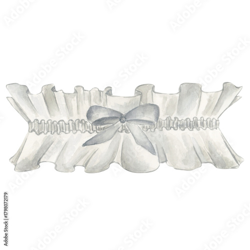Satin bridal garter watercolor illustration⁠