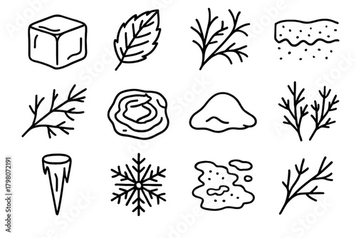Snow vector icon cube texture puddle branch crystal mound crust icons frozen