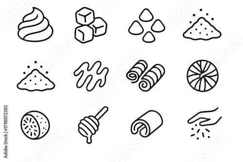 Drizzle icon curl nutmeg powder vector chocolate hot cinnamon toppings whipped sugar