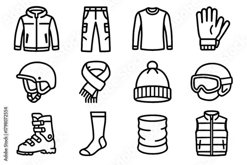 Clothing icon vector icons scarf boots helmet beanie layer ski neck padded