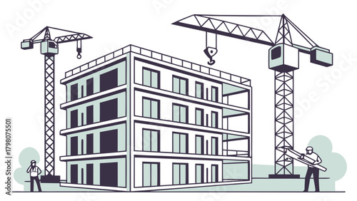 construction workers on building site